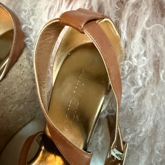 Jimmy Choo Portia Wedge Cork Leather Platform Sandal 37 6.5 7 - Picture 2 of 9
